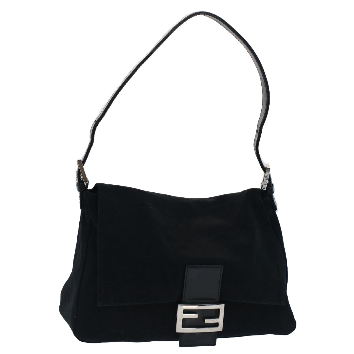 FENDI Mamma Baguette Shoulder Bag Nylon Black 51454