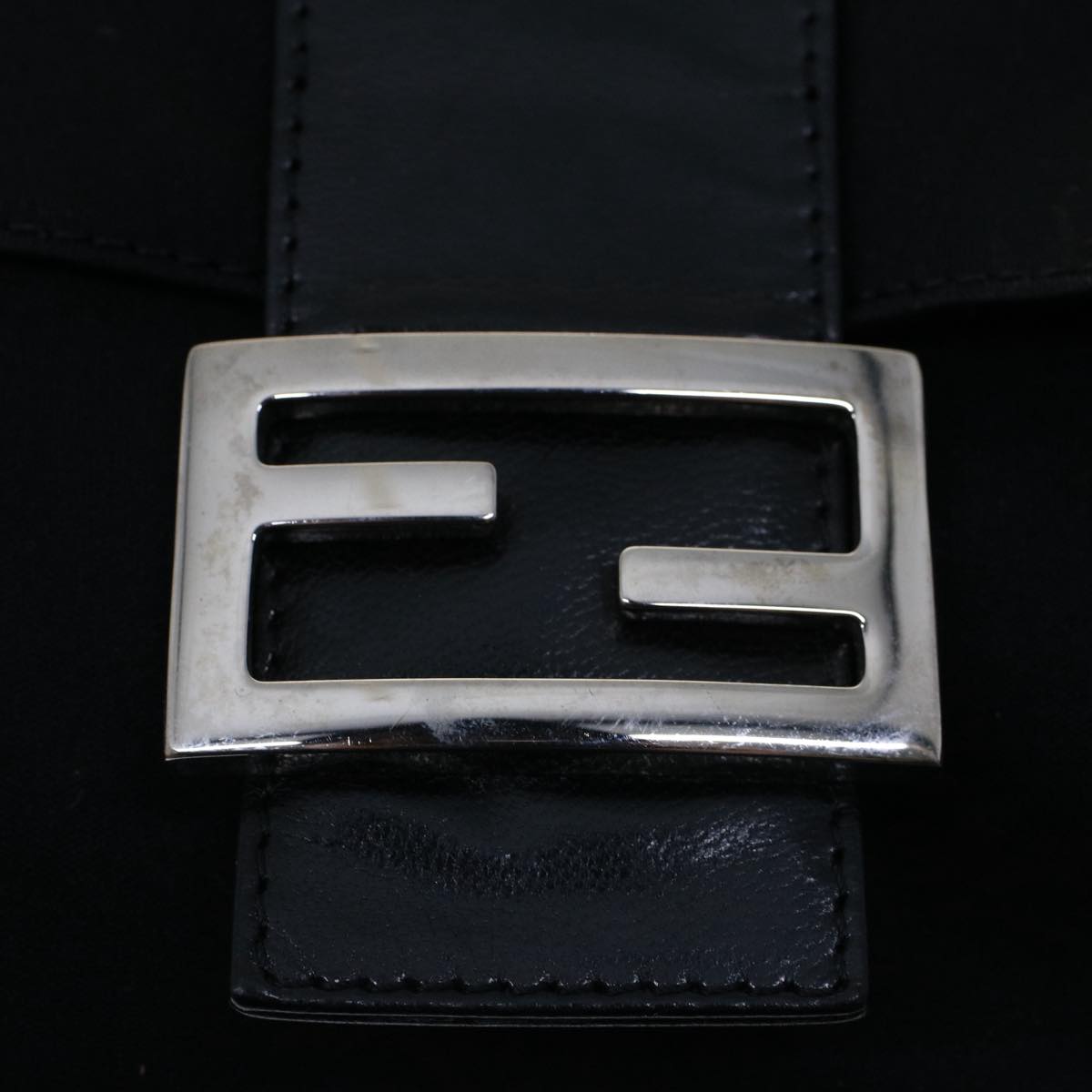 FENDI Mamma Baguette Shoulder Bag Nylon Black 51454