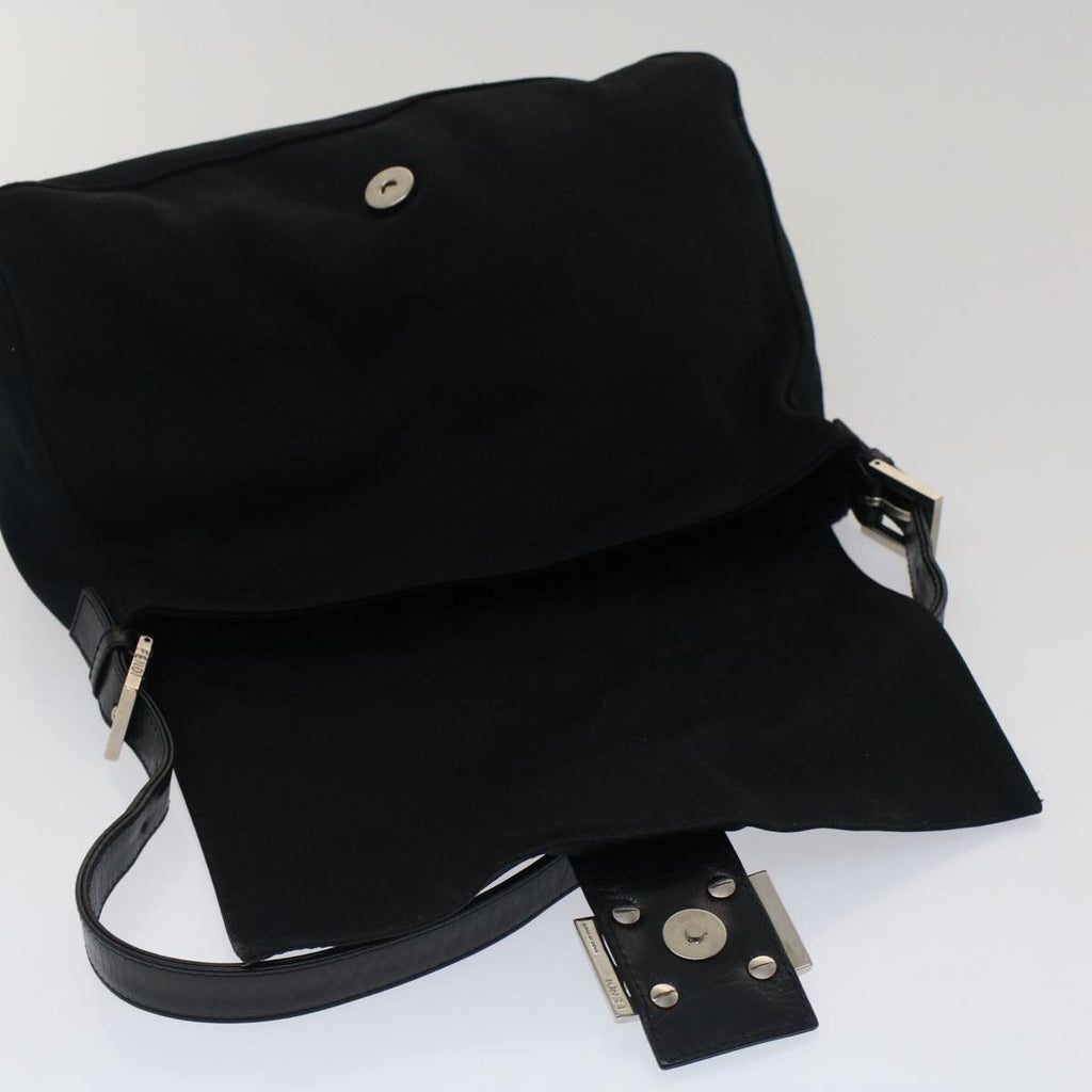 FENDI Mamma Baguette Shoulder Bag Nylon Black 51454