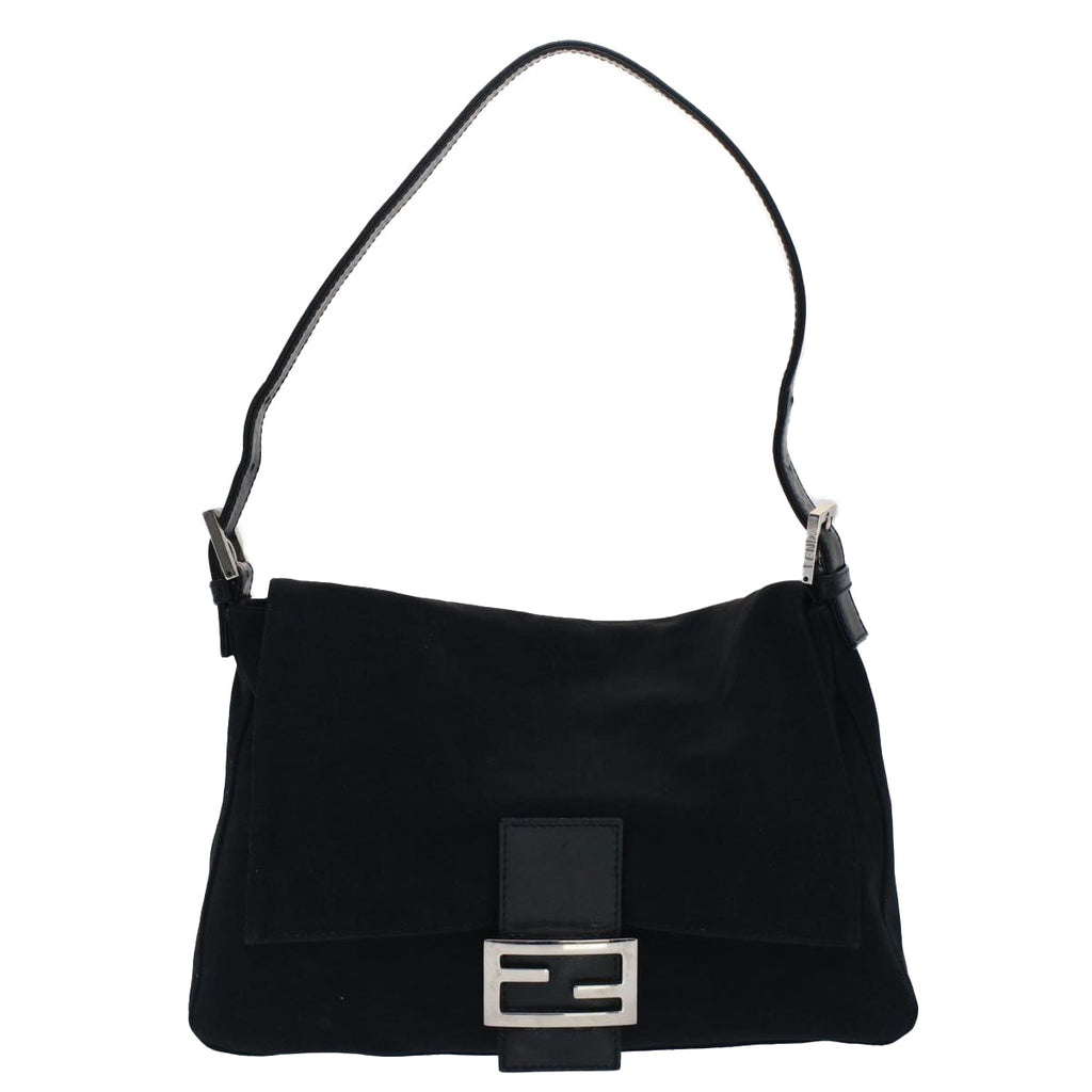 FENDI Mamma Baguette Shoulder Bag Nylon Black 51454