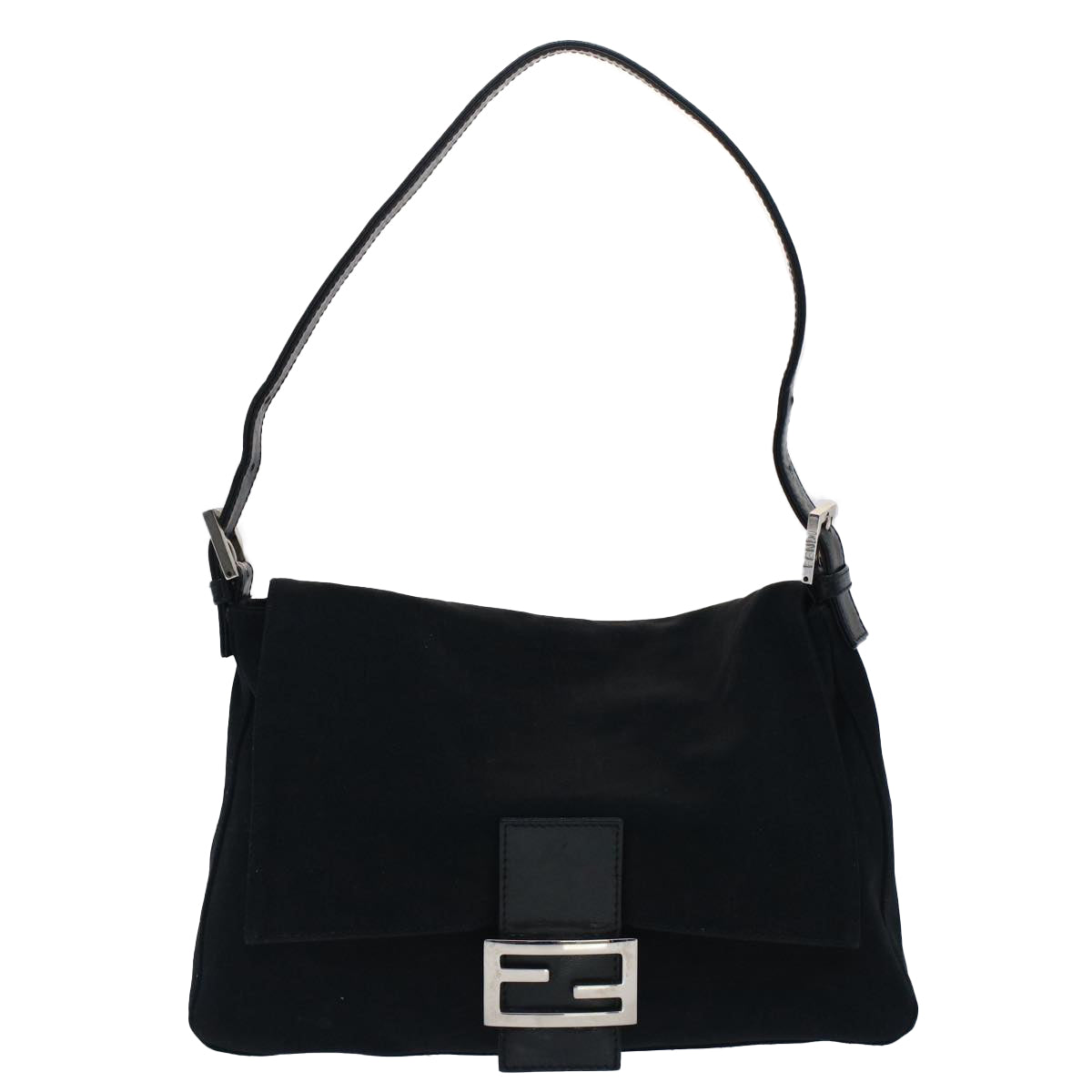 FENDI Mamma Baguette Shoulder Bag Nylon Black 51454