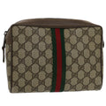 GUCCI GG Canvas Web Sherry Line Clutch Bag Beige Red 89•01•012 51465