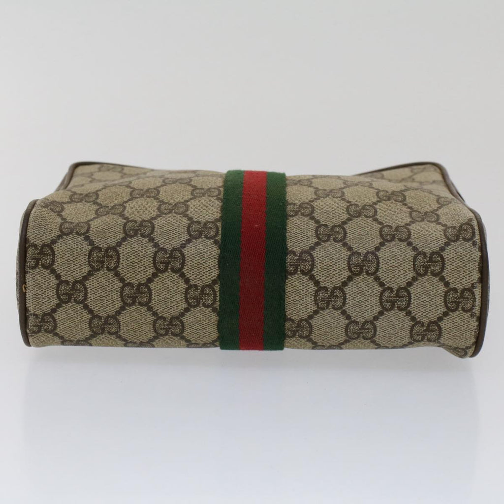 GUCCI GG Canvas Web Sherry Line Clutch Bag Beige Red 89•01•012 51465