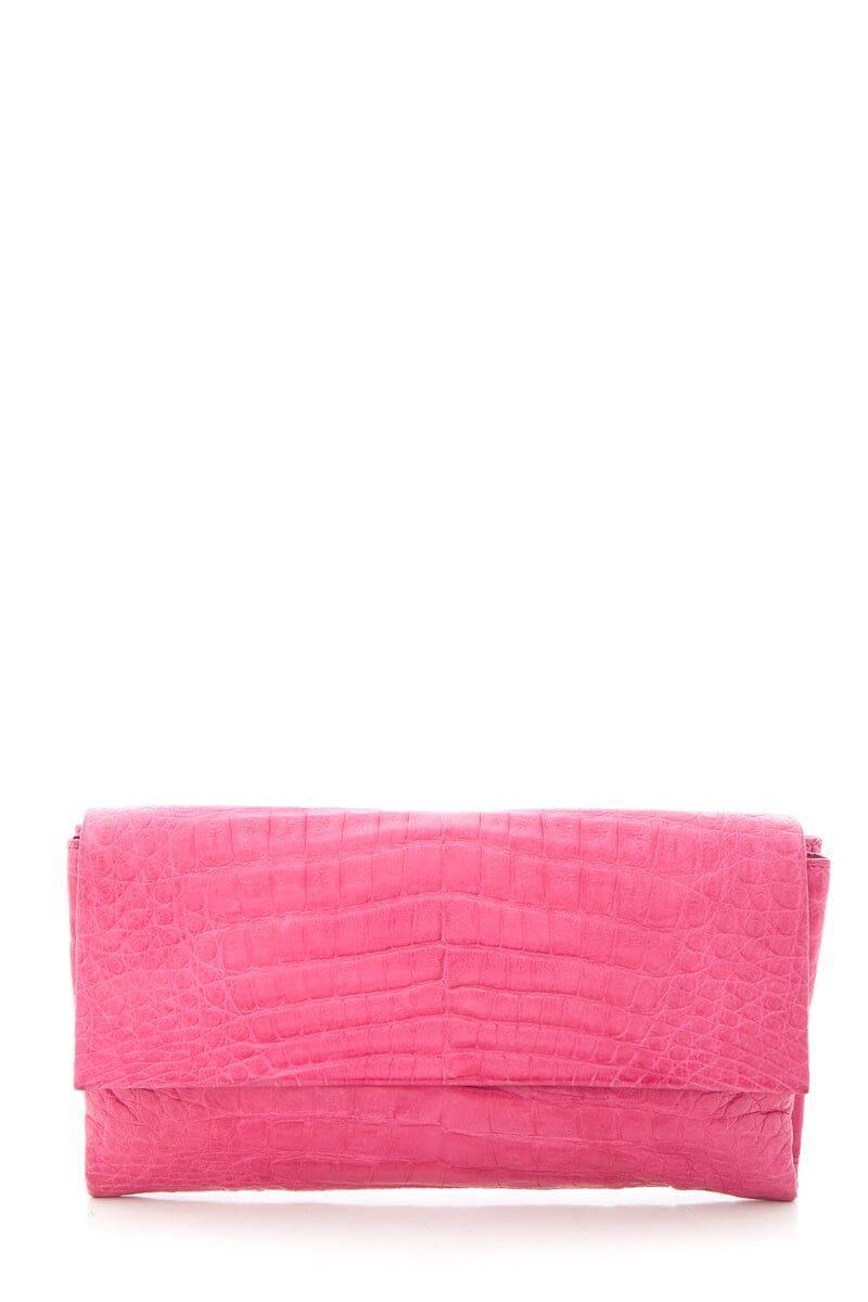 Nancy Gonzalez Pink Crocodile Clutch