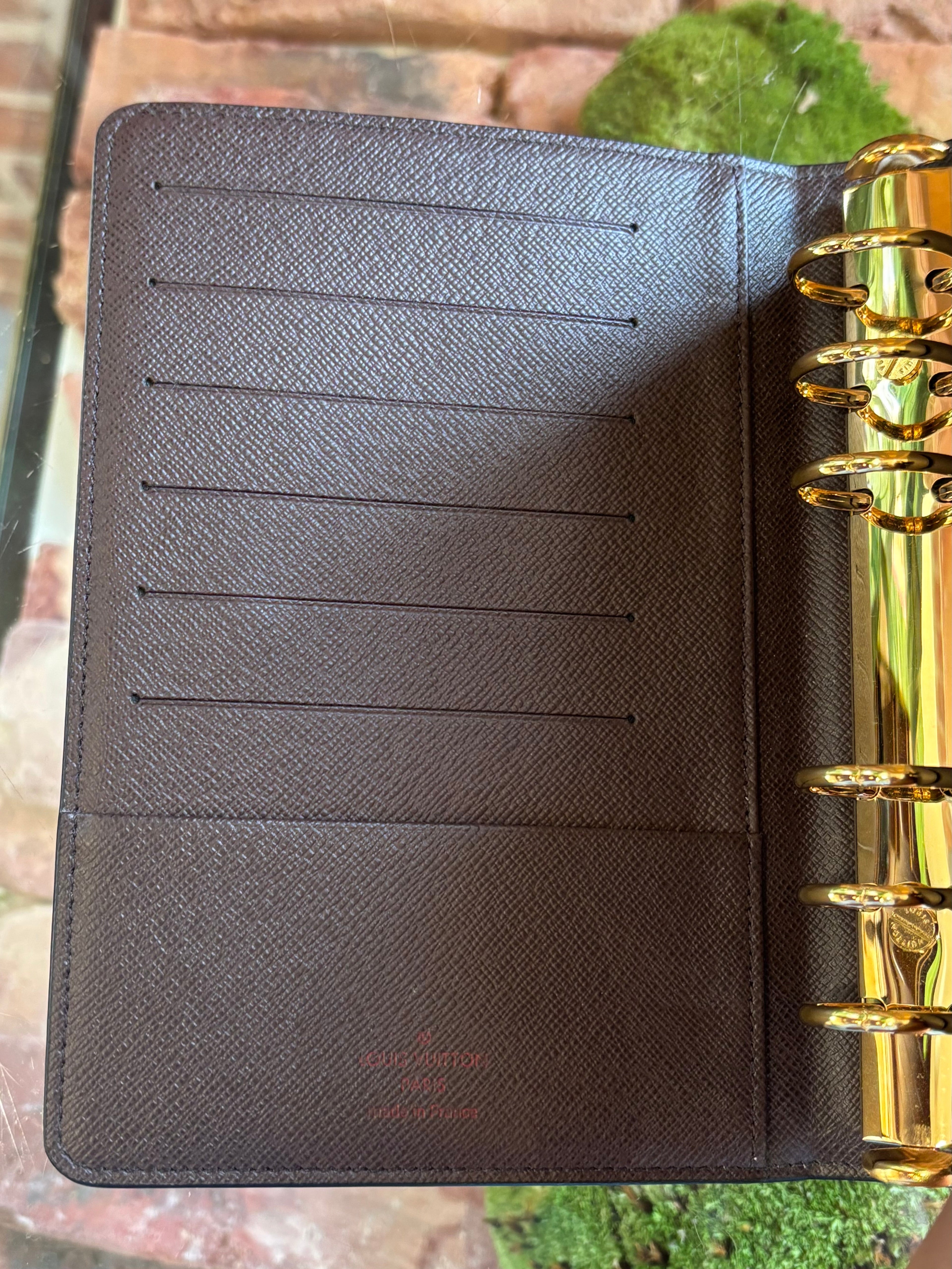 LOUIS VUITTON Damier Ebene Medium Ring Agenda Cover