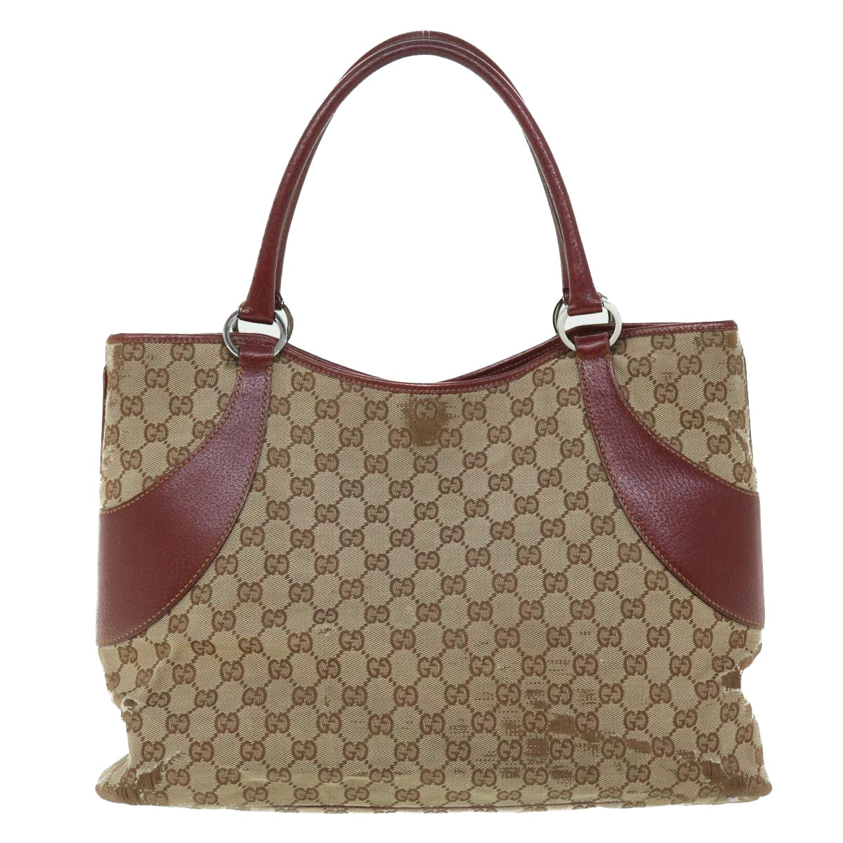 GUCCI GG Canvas Tote Bag Beige Red 113016 51639