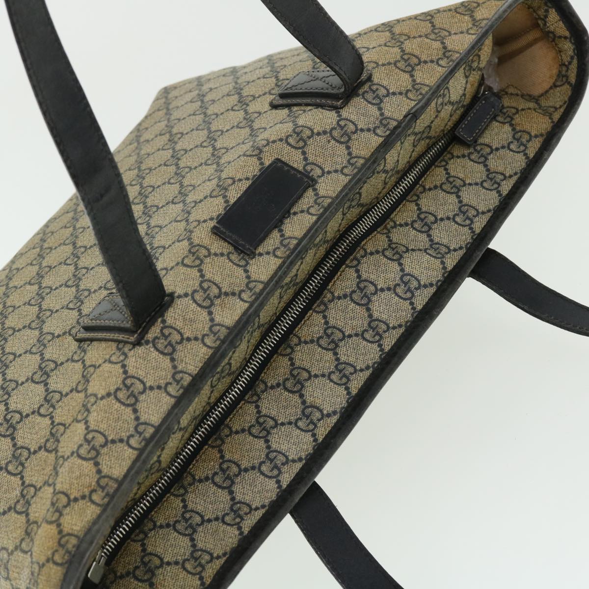 GUCCI GG Canvas Tote Bag PVC Leather Navy Beige 211137 51642