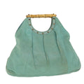 GUCCI Bamboo Hand Bag Leather Light Blue 124290 51648