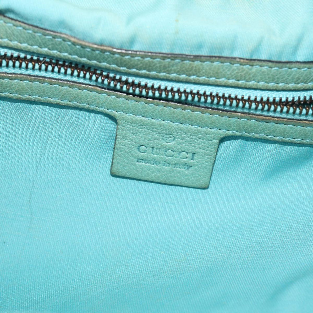 GUCCI Bamboo Hand Bag Leather Light Blue 124290 51648