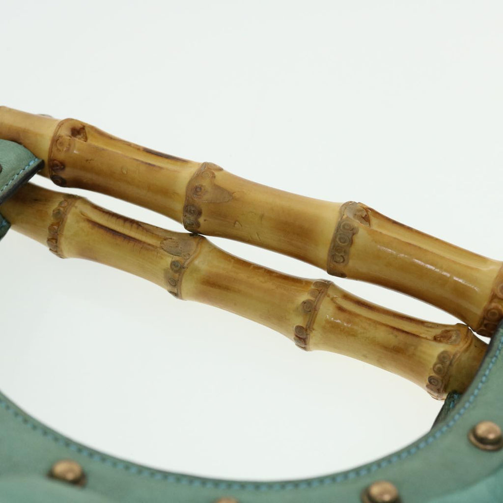 GUCCI Bamboo Hand Bag Leather Light Blue 124290 51648