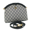 GUCCI GG PLUS Canvas Shoulder Bag PVC Leather Navy 51653
