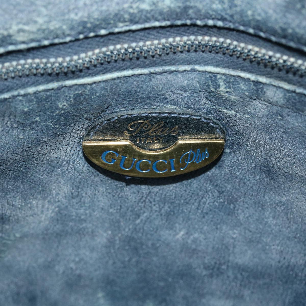 GUCCI GG PLUS Canvas Shoulder Bag PVC Leather Navy 51653