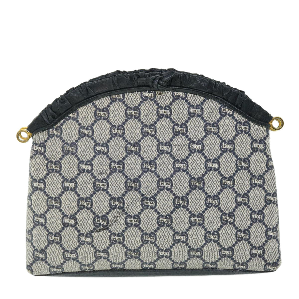 GUCCI GG PLUS Canvas Shoulder Bag PVC Leather Navy 51653