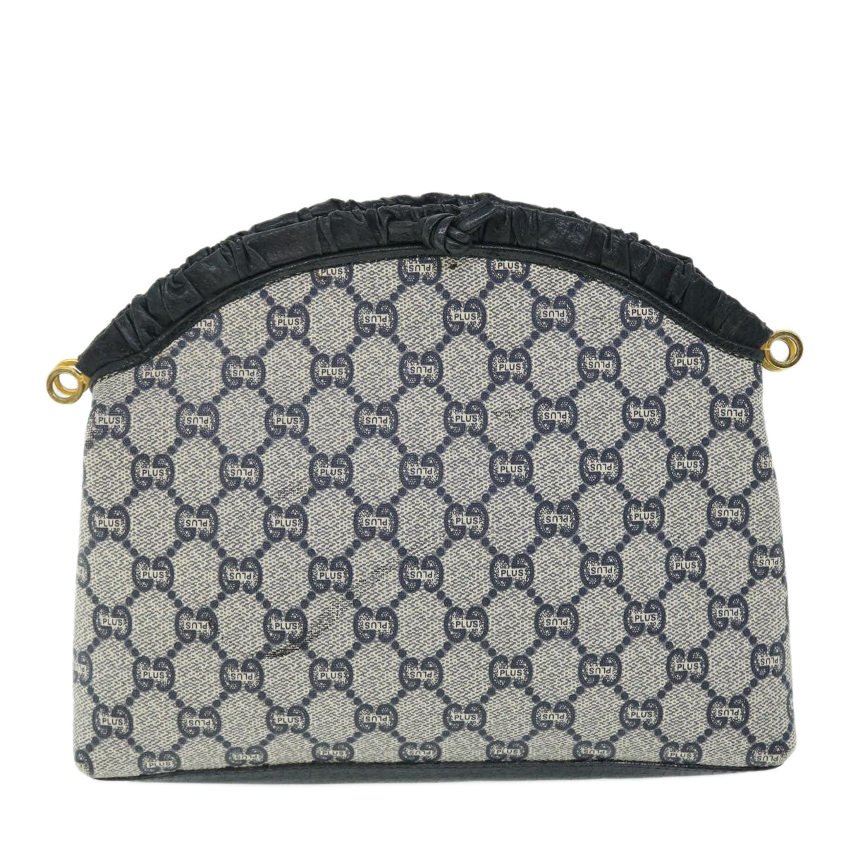 GUCCI GG PLUS Canvas Shoulder Bag PVC Leather Navy 51653