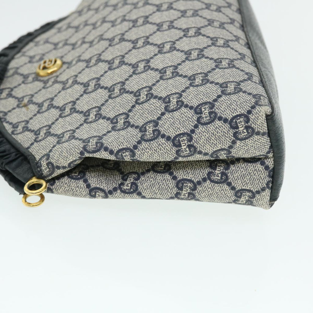 GUCCI GG PLUS Canvas Shoulder Bag PVC Leather Navy 51653