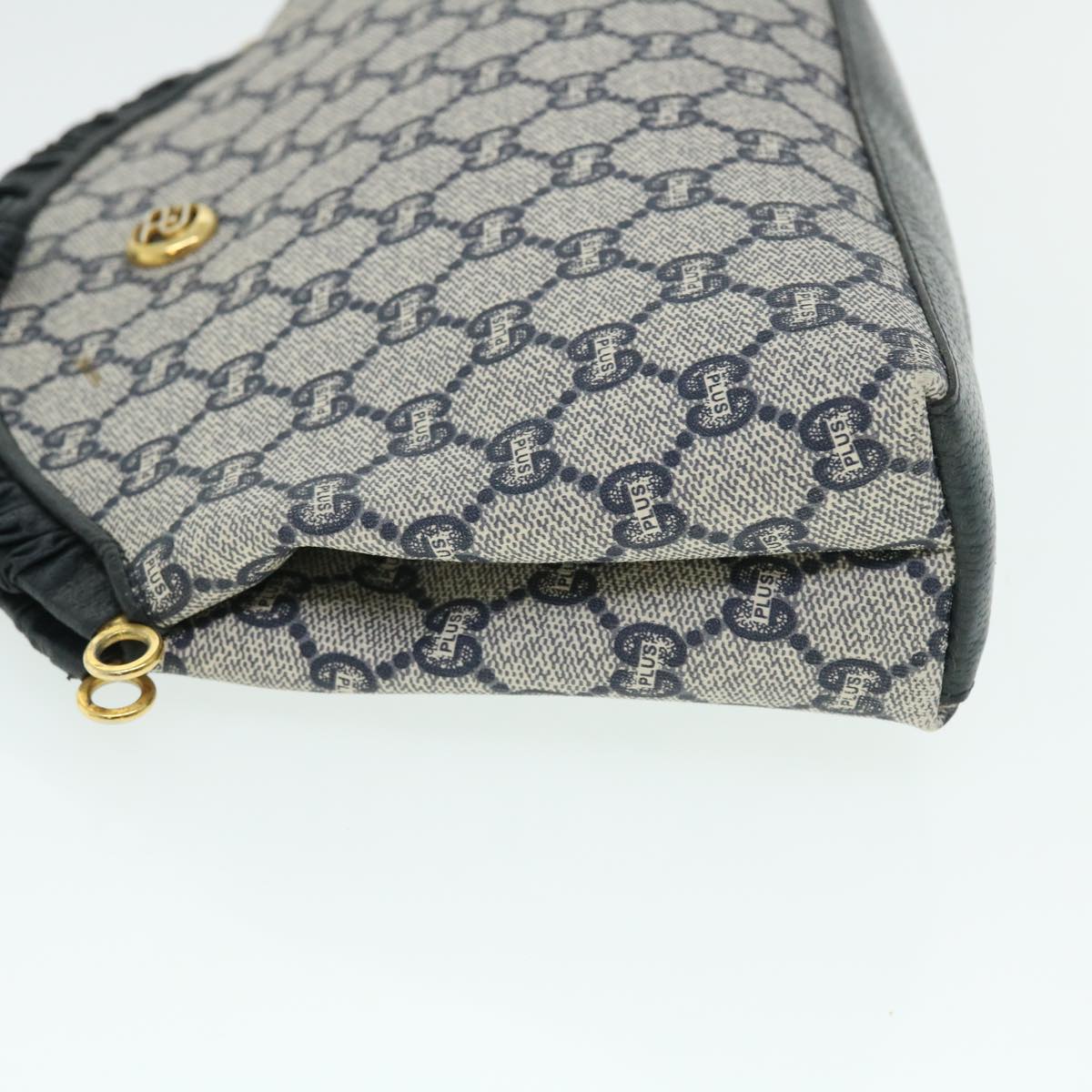 GUCCI GG PLUS Canvas Shoulder Bag PVC Leather Navy 51653