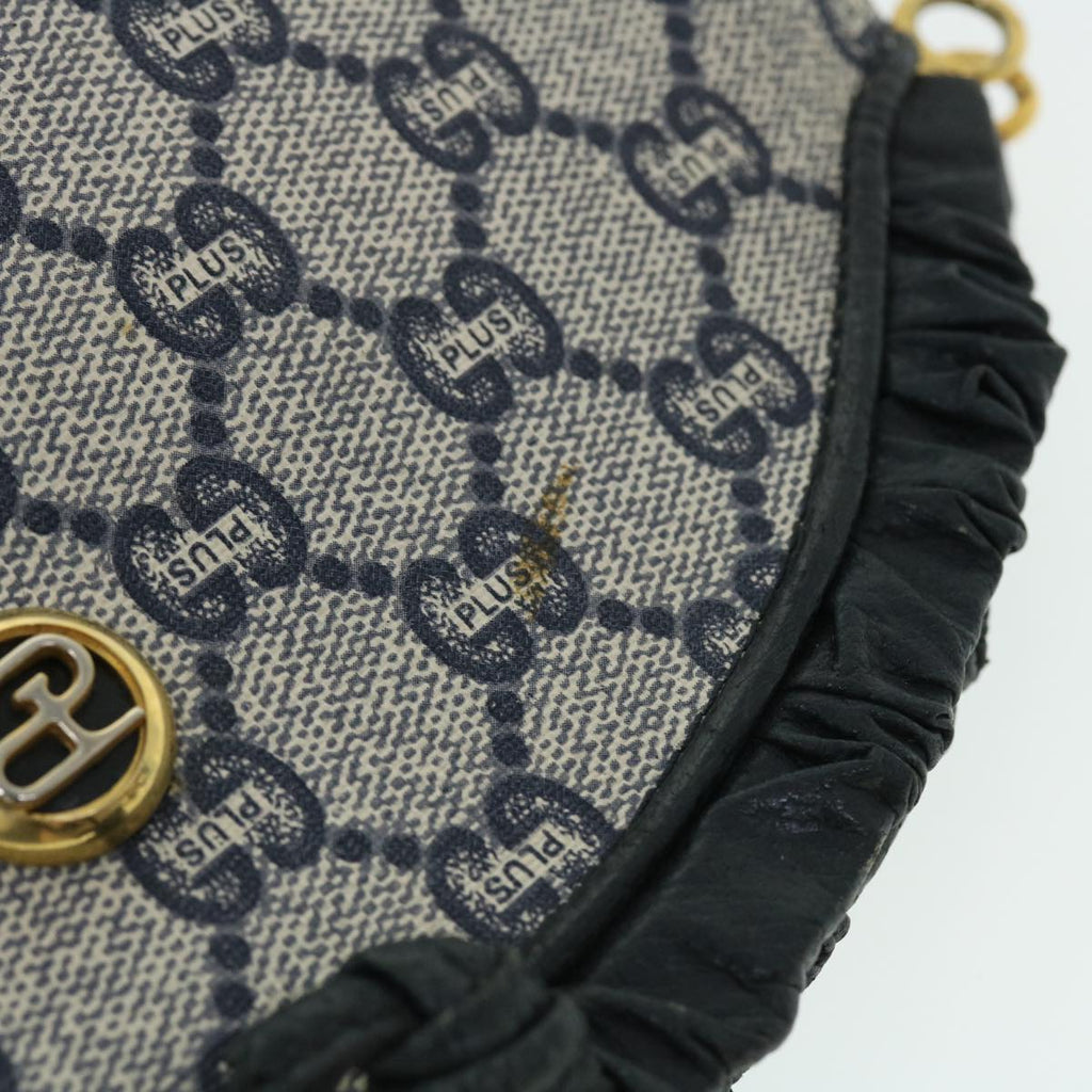GUCCI GG PLUS Canvas Shoulder Bag PVC Leather Navy 51653