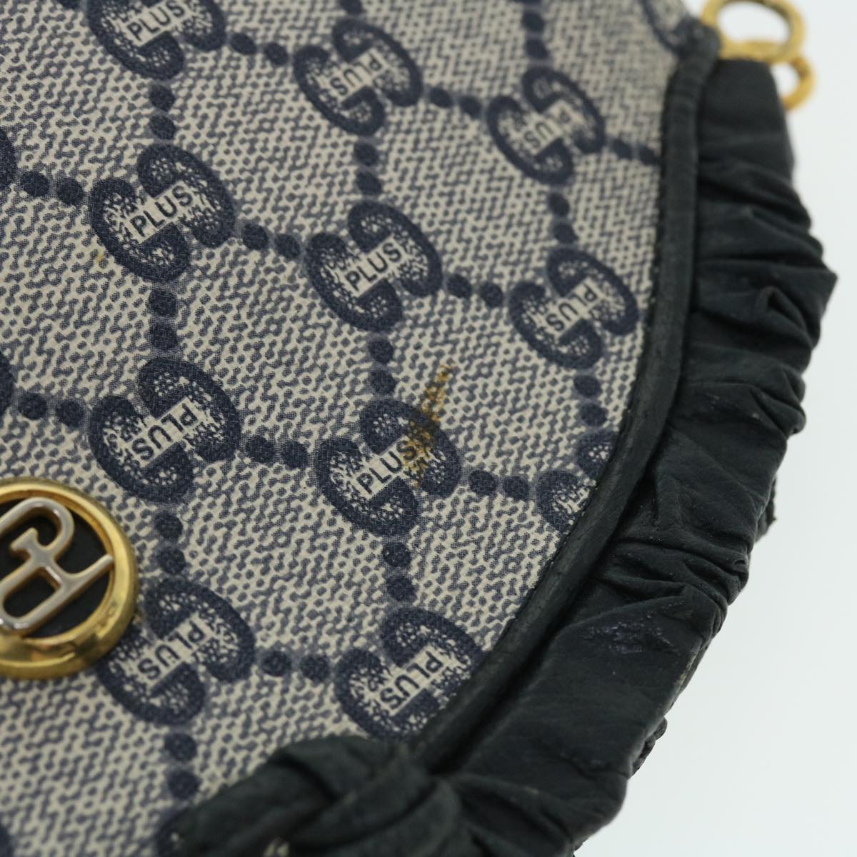 GUCCI GG PLUS Canvas Shoulder Bag PVC Leather Navy 51653