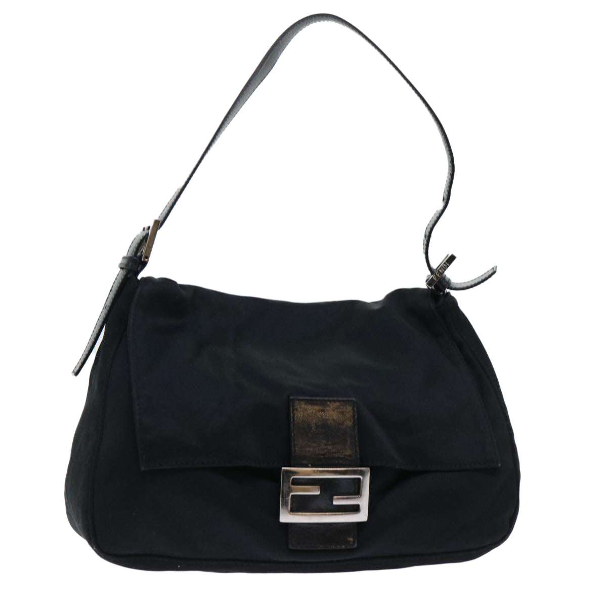 FENDI Mamma Baguette Shoulder Bag Nylon Black 51656