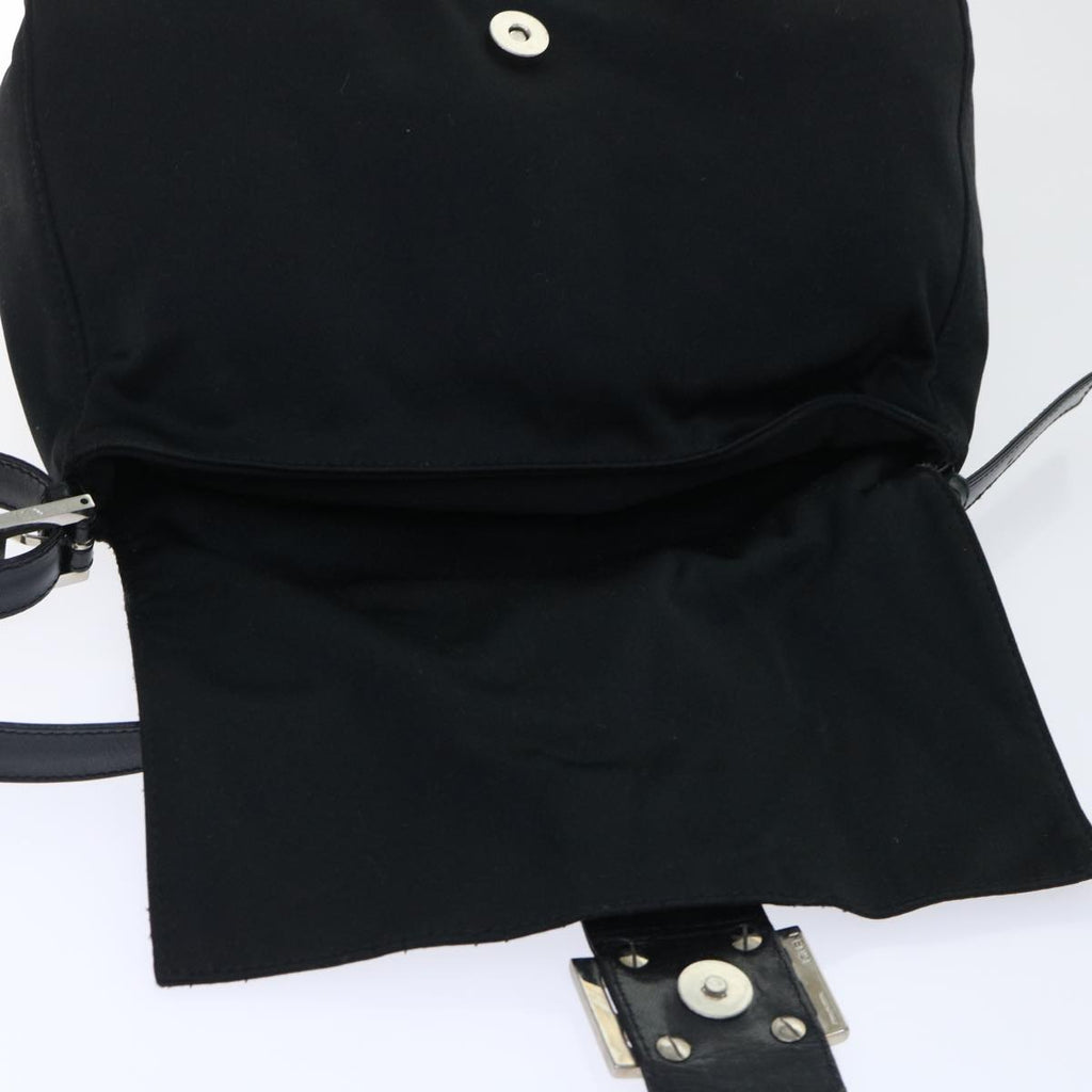FENDI Mamma Baguette Shoulder Bag Nylon Black 51656