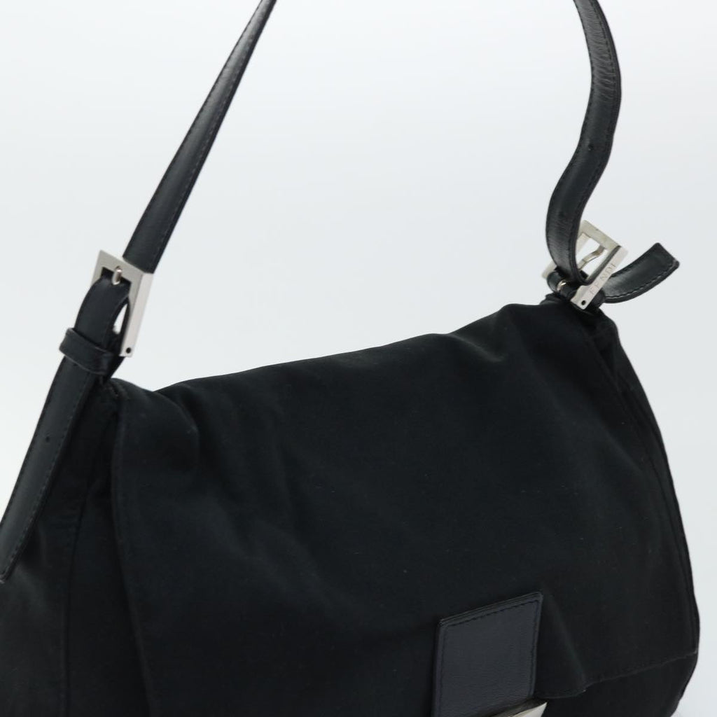 FENDI Mamma Baguette Shoulder Bag Nylon Black 51656