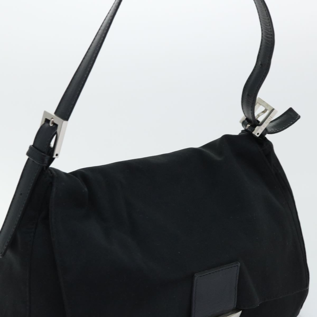 FENDI Mamma Baguette Shoulder Bag Nylon Black 51656