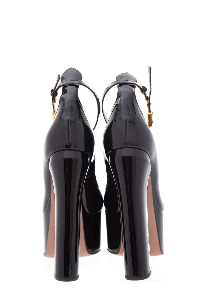 Valentino Garavani Black Patent Leather Platform Heels SZ 38.5