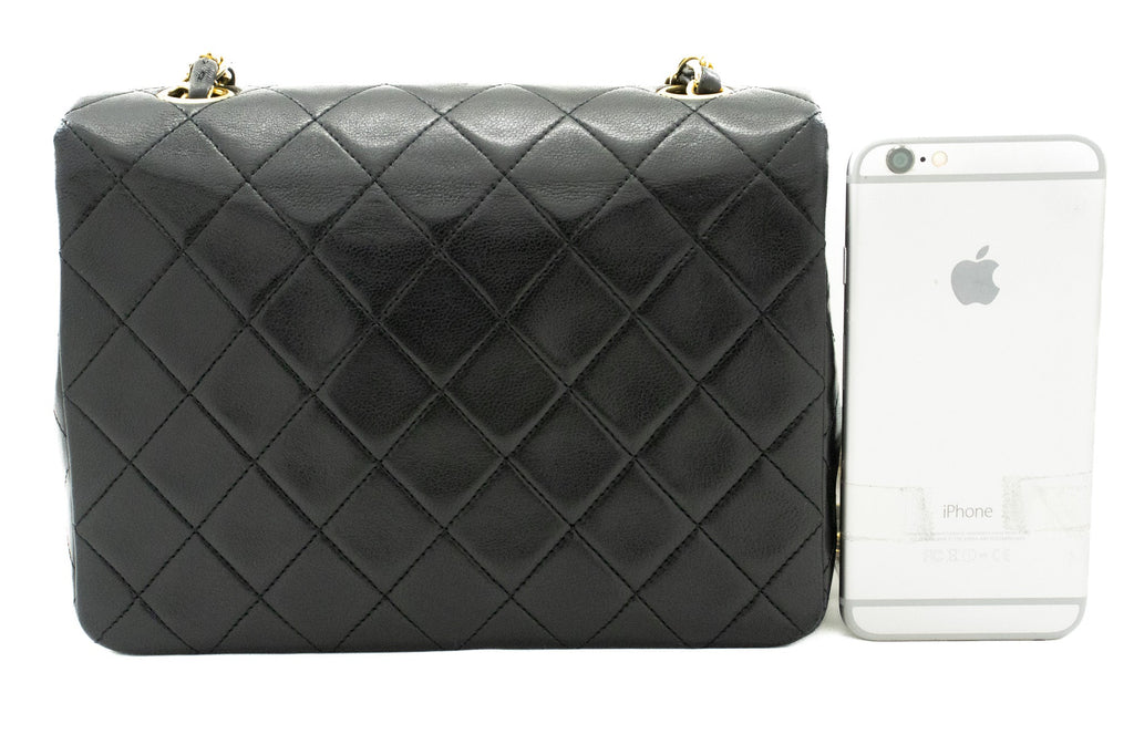 CHANEL Mini Square Small Chain Shoulder Bag Crossbody Black Quilt k44
