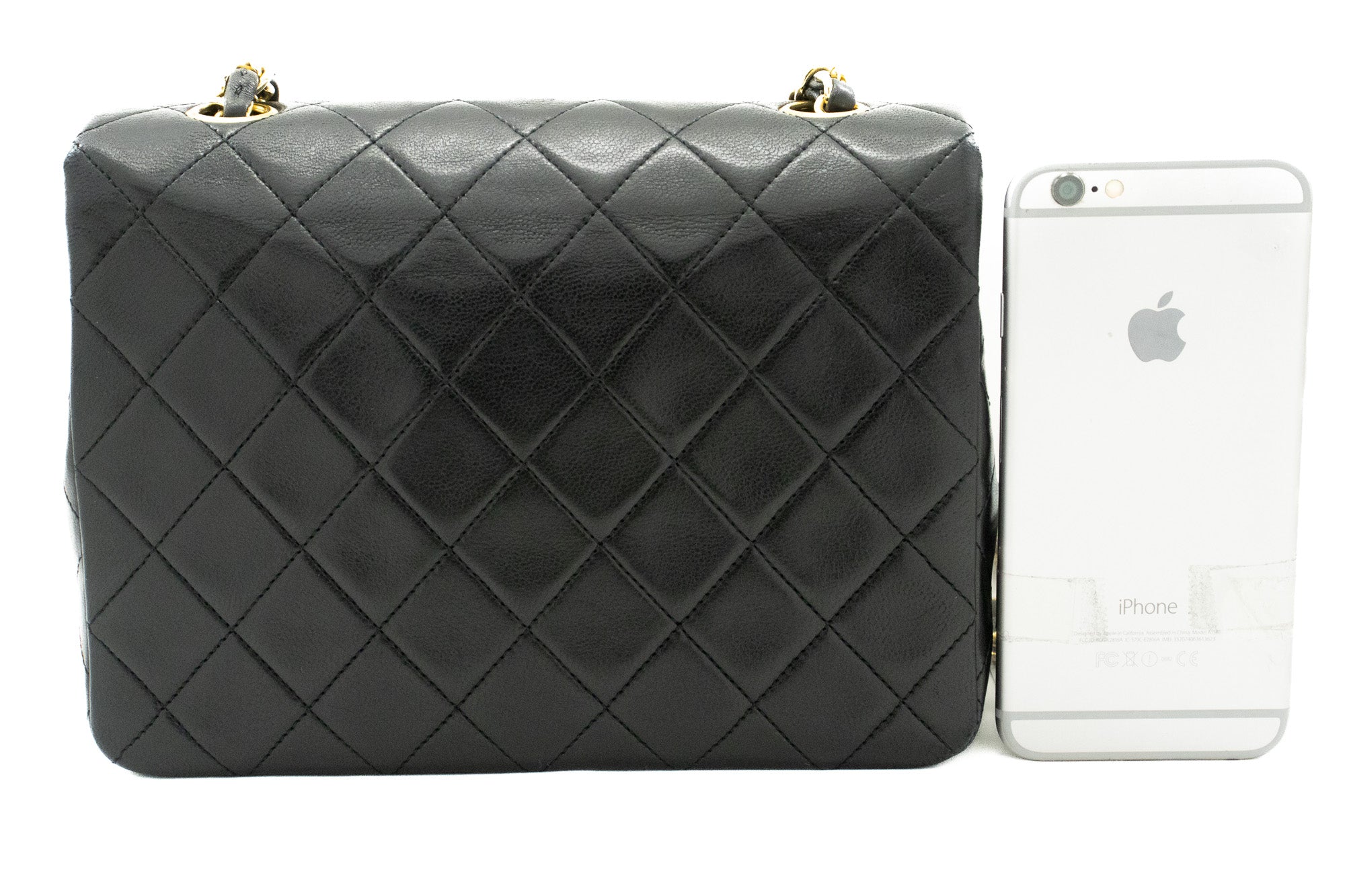CHANEL Mini Square Small Chain Shoulder Bag Crossbody Black Quilt k44