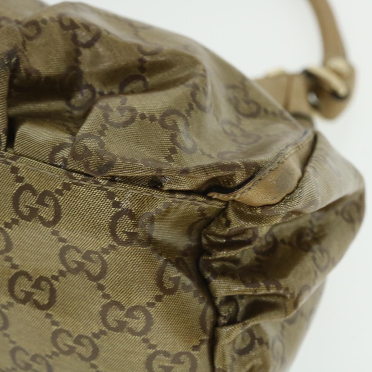 GUCCI GG Crystal Canvas Shoulder Bag Coated Canvas Gold Tone 190525 51845