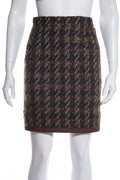 Chanel Boutique Vintage Green & Brown Tweed Mini Skirt SZ 34