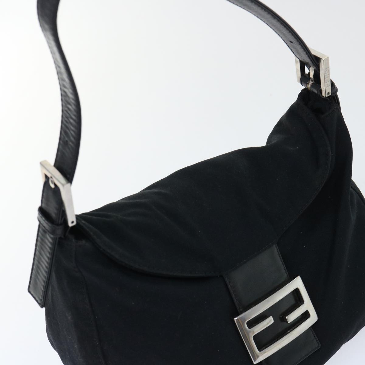 FENDI Mamma Baguette Shoulder Bag Nylon Black 51886