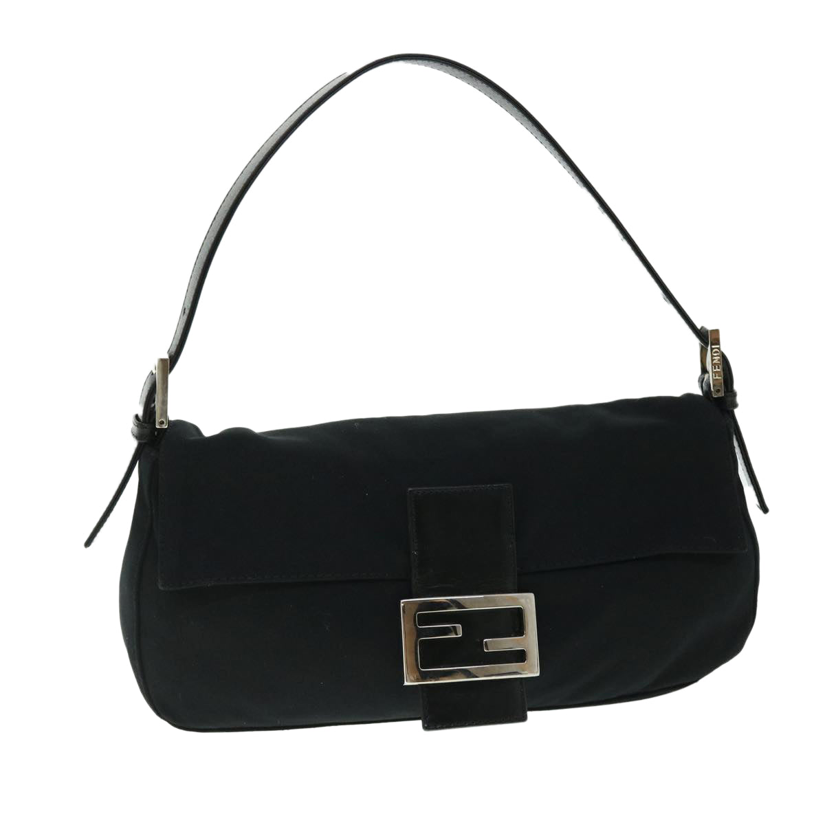 FENDI Mamma Baguette Shoulder Bag Nylon Black 51887