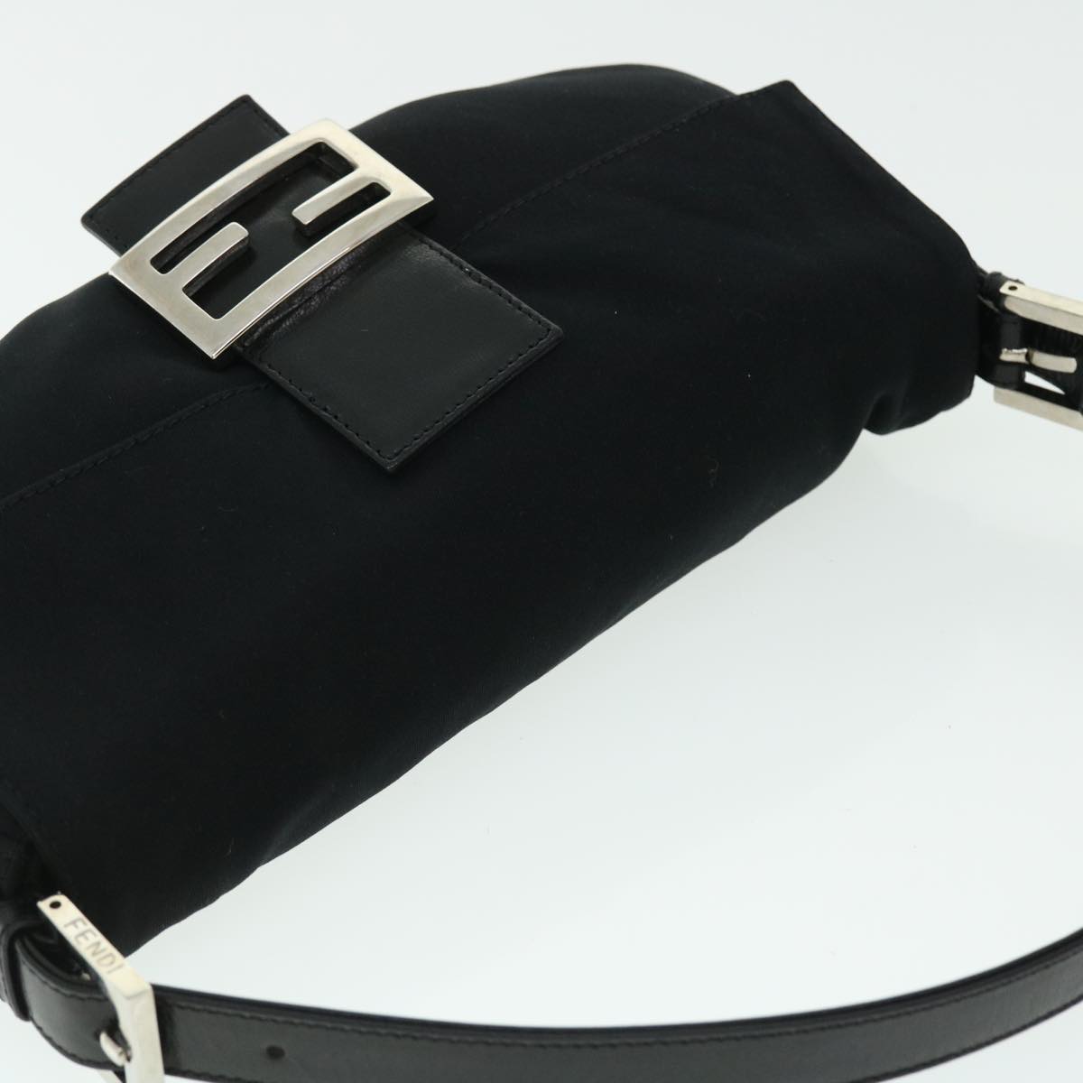 FENDI Mamma Baguette Shoulder Bag Nylon Black 51887