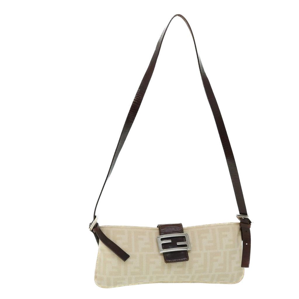 FENDI Zucca Canvas Mamma Baguette Shoulder Bag Beige 51888