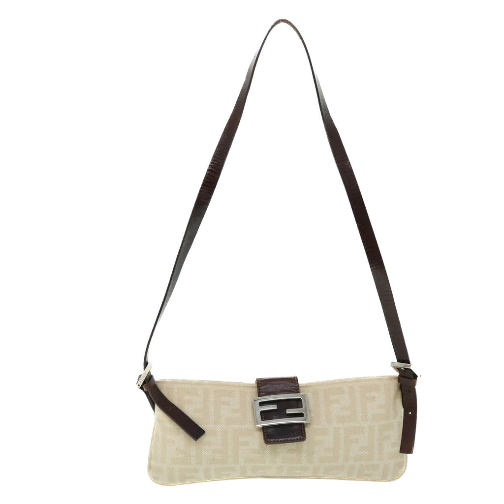 FENDI Zucca Canvas Mamma Baguette Shoulder Bag Beige 51888