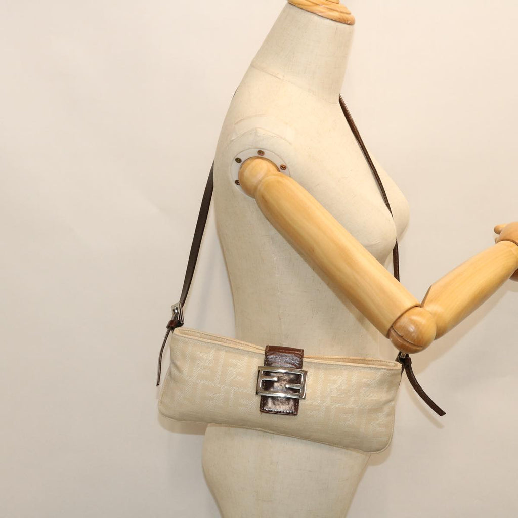 FENDI Zucca Canvas Mamma Baguette Shoulder Bag Beige 51888