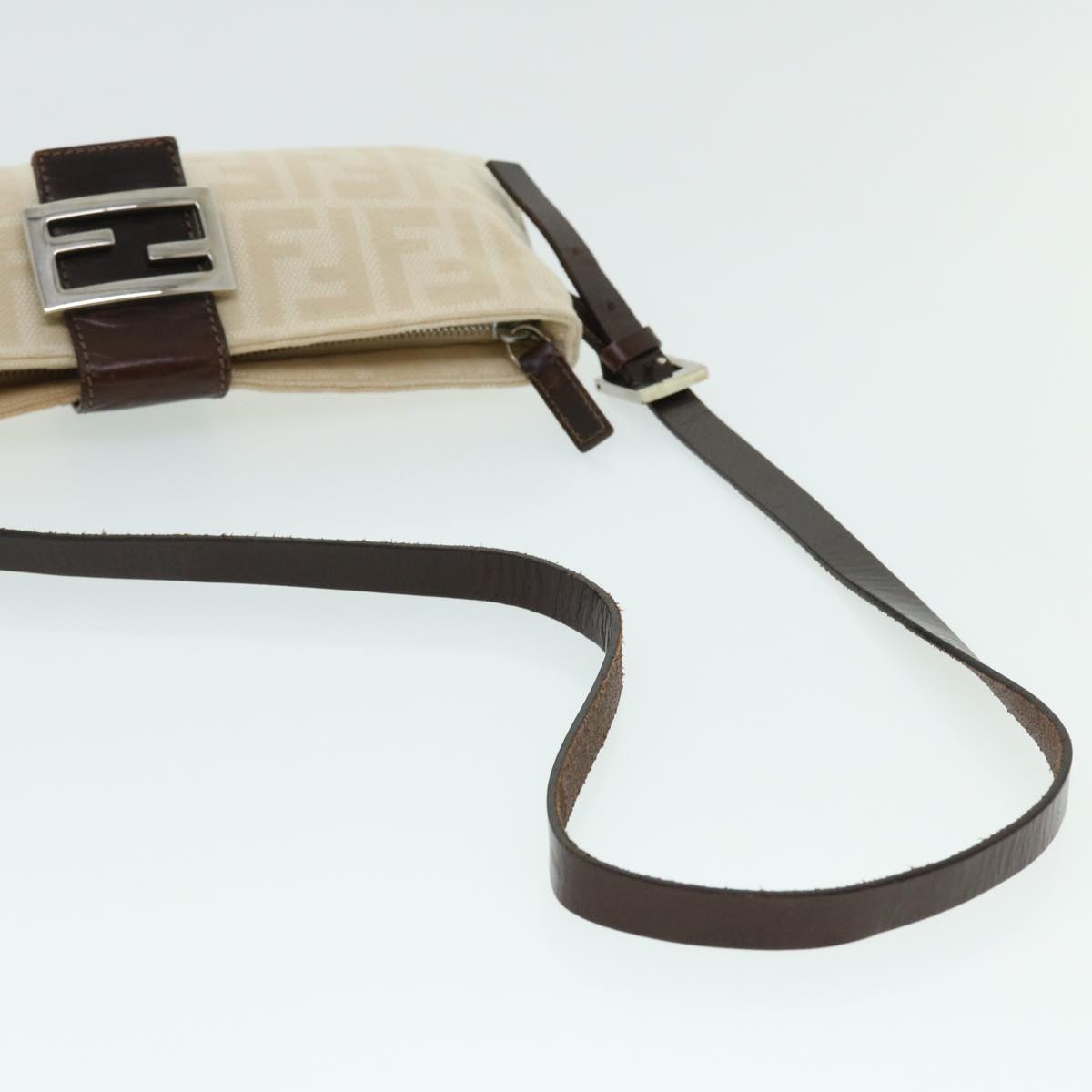 FENDI Zucca Canvas Mamma Baguette Shoulder Bag Beige 51888