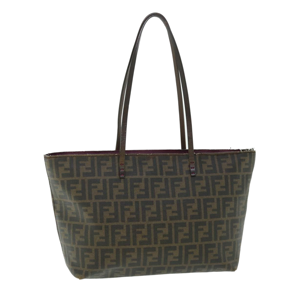 FENDI Zucca Canvas Tote Bag PVC Leather Brown Black purple 51890