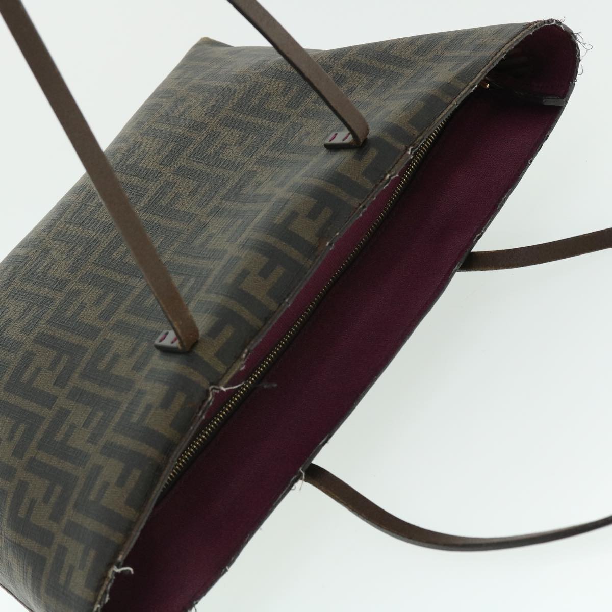 FENDI Zucca Canvas Tote Bag PVC Leather Brown Black purple 51890