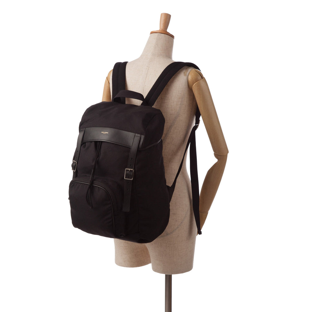 Yves Saint Laurent Utilitarian Hunting Backpack Black Canvas