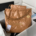CHL 22 Handbag Gold Hardware Shiny Camel For Women, Women’s Handbags, Shoulder Bags 16.5in/38cm AS3261 B08037 NB356