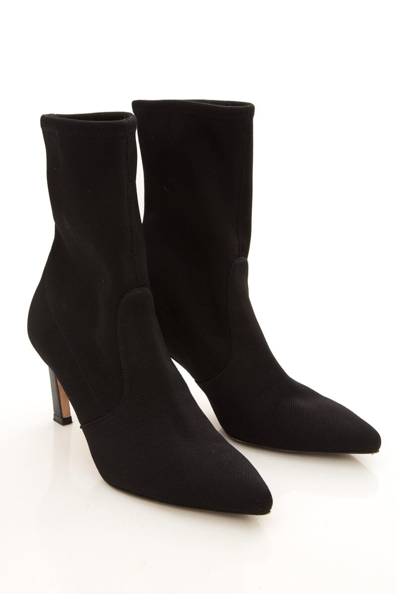 Stuart Weitzman Black Knit Heeled Booties SZ 8.5