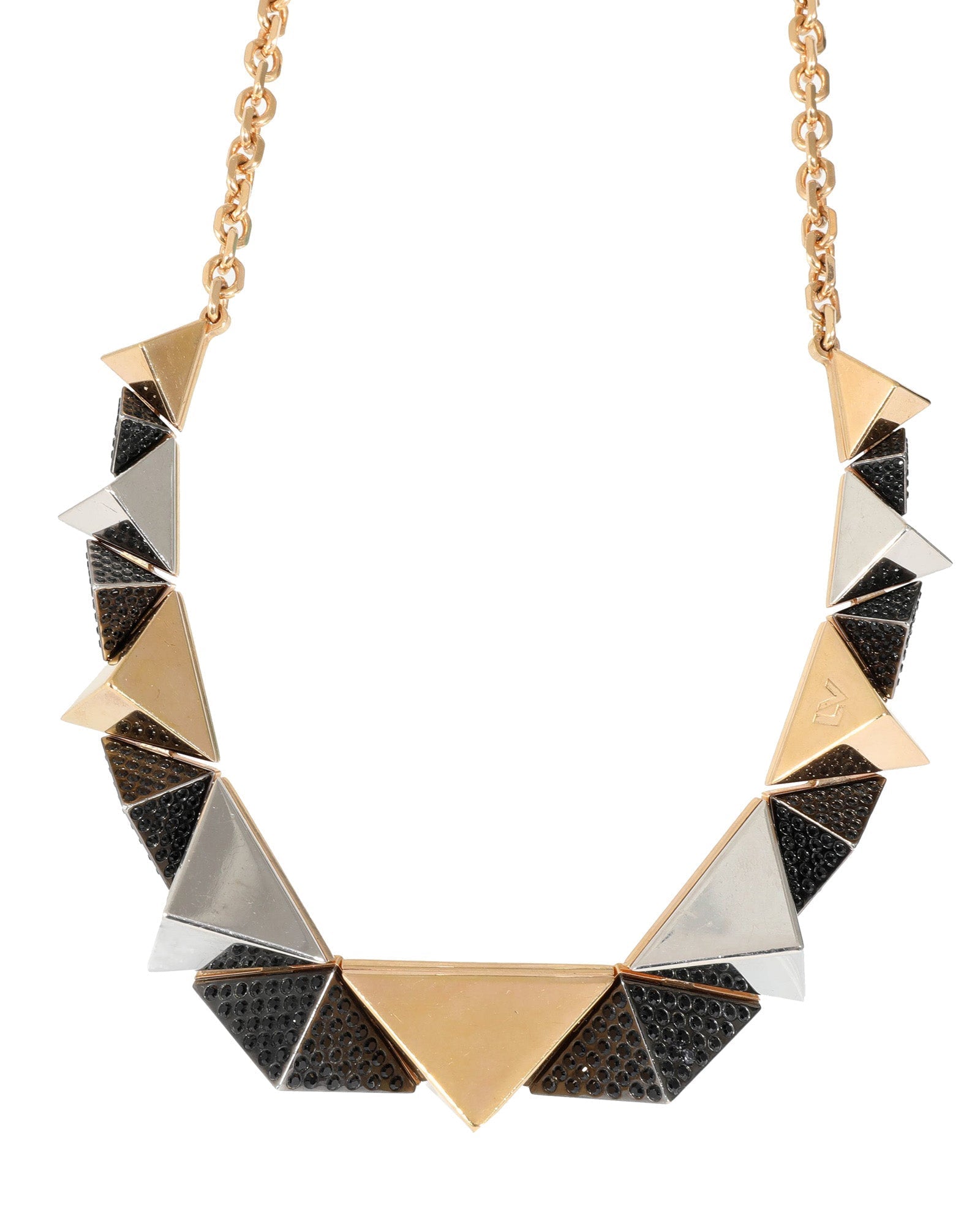 Louis Vuitton Gold Tone Pyramid Stud Necklace