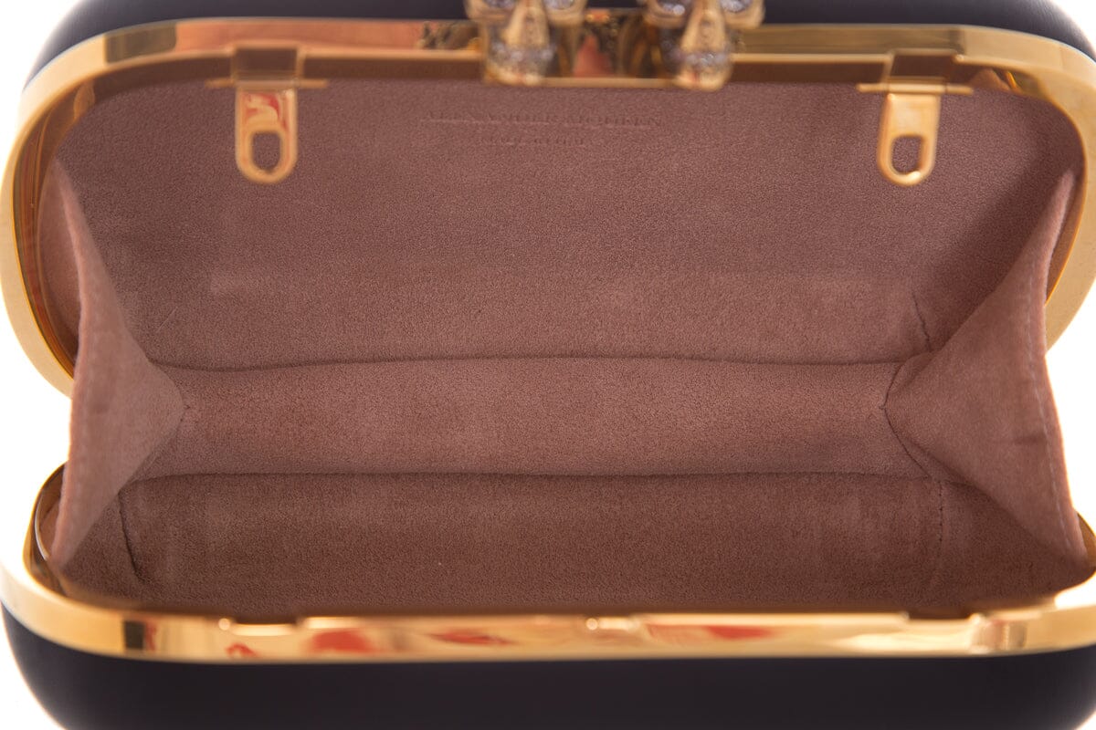 Alexander McQueen King & Queen Black Nappa Leather & Gold Hardware Clutch