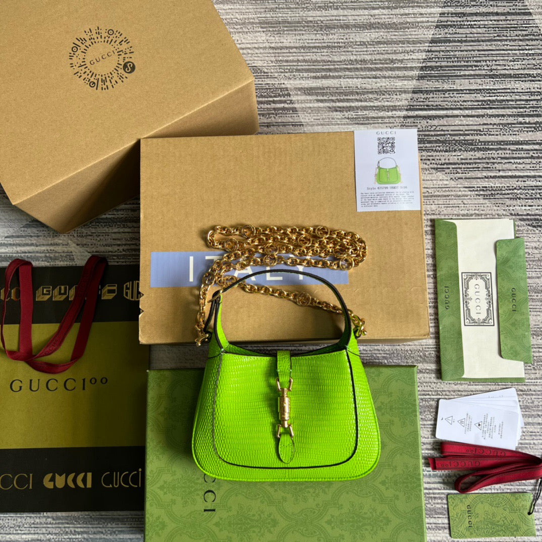 gg Jackie 1961 Lizard Mini Bag Yellow For Women, Women’s Bags 7.5in/19cm gg ‎