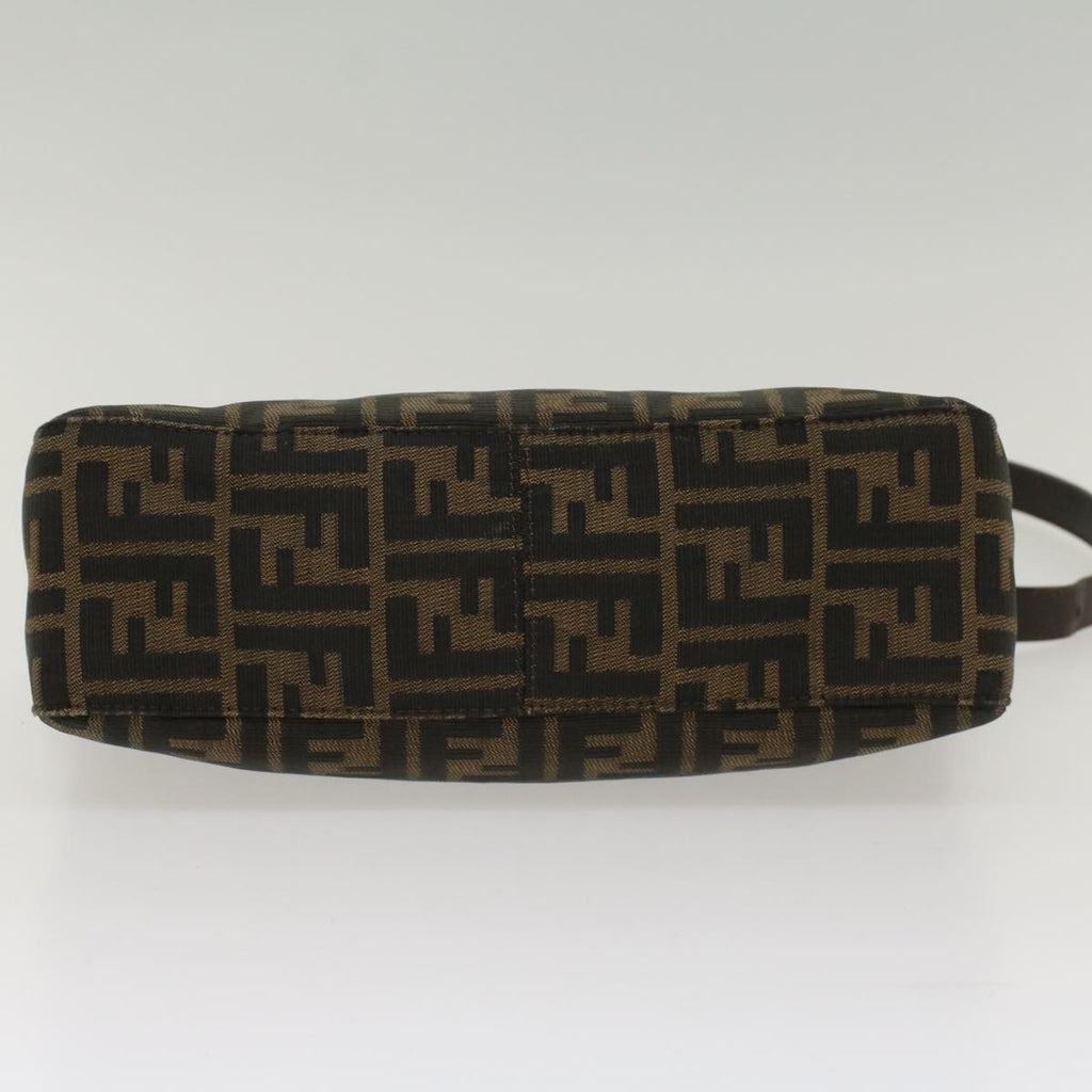 FENDI Zucca Canvas Mamma Baguette Shoulder Bag Black Brown 52008