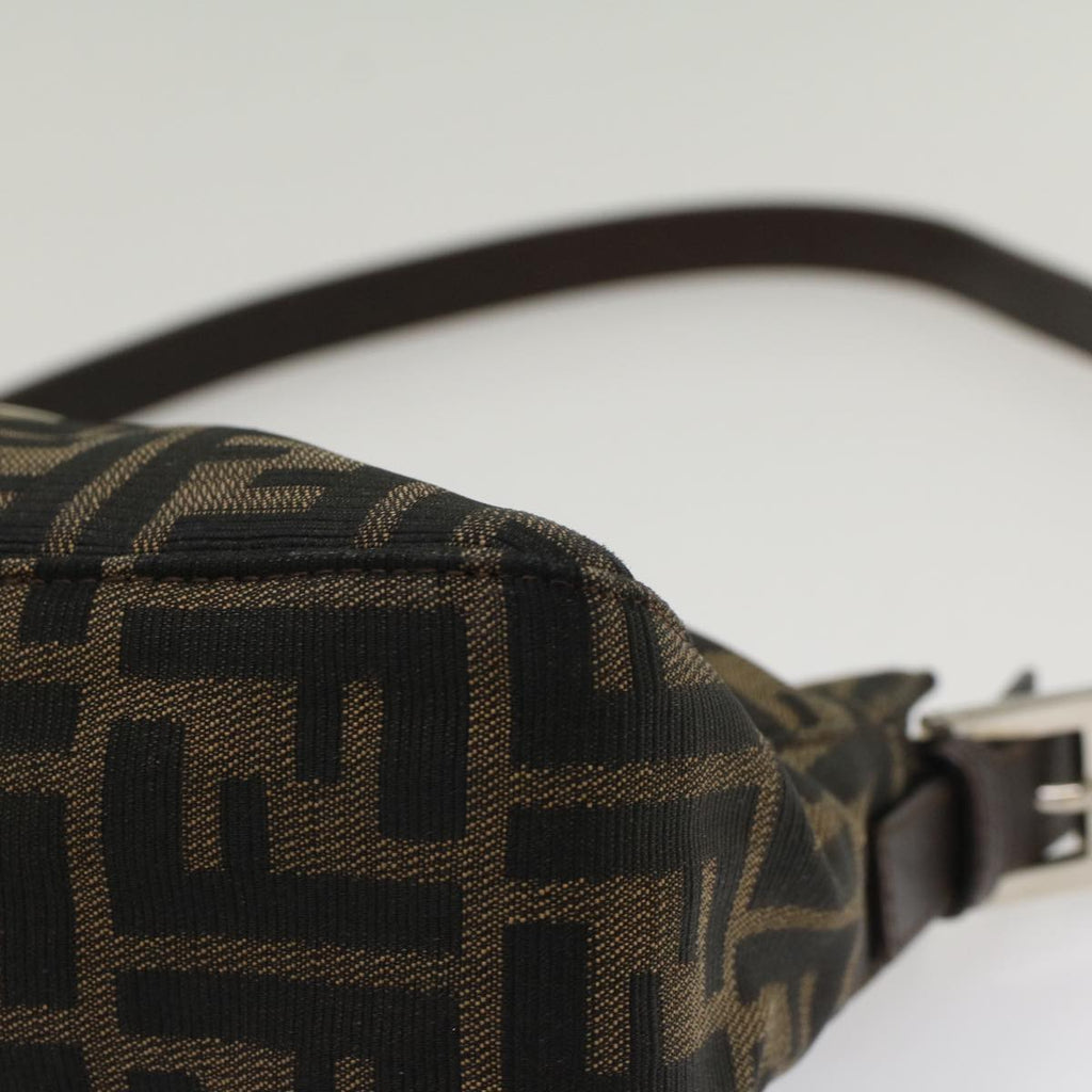 FENDI Zucca Canvas Mamma Baguette Shoulder Bag Black Brown 52008