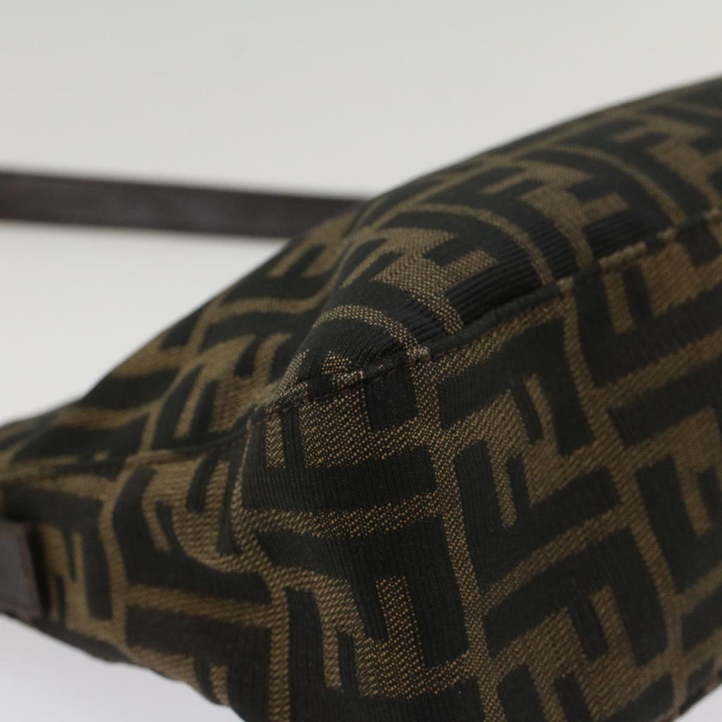 FENDI Zucca Canvas Mamma Baguette Shoulder Bag Black Brown 52008