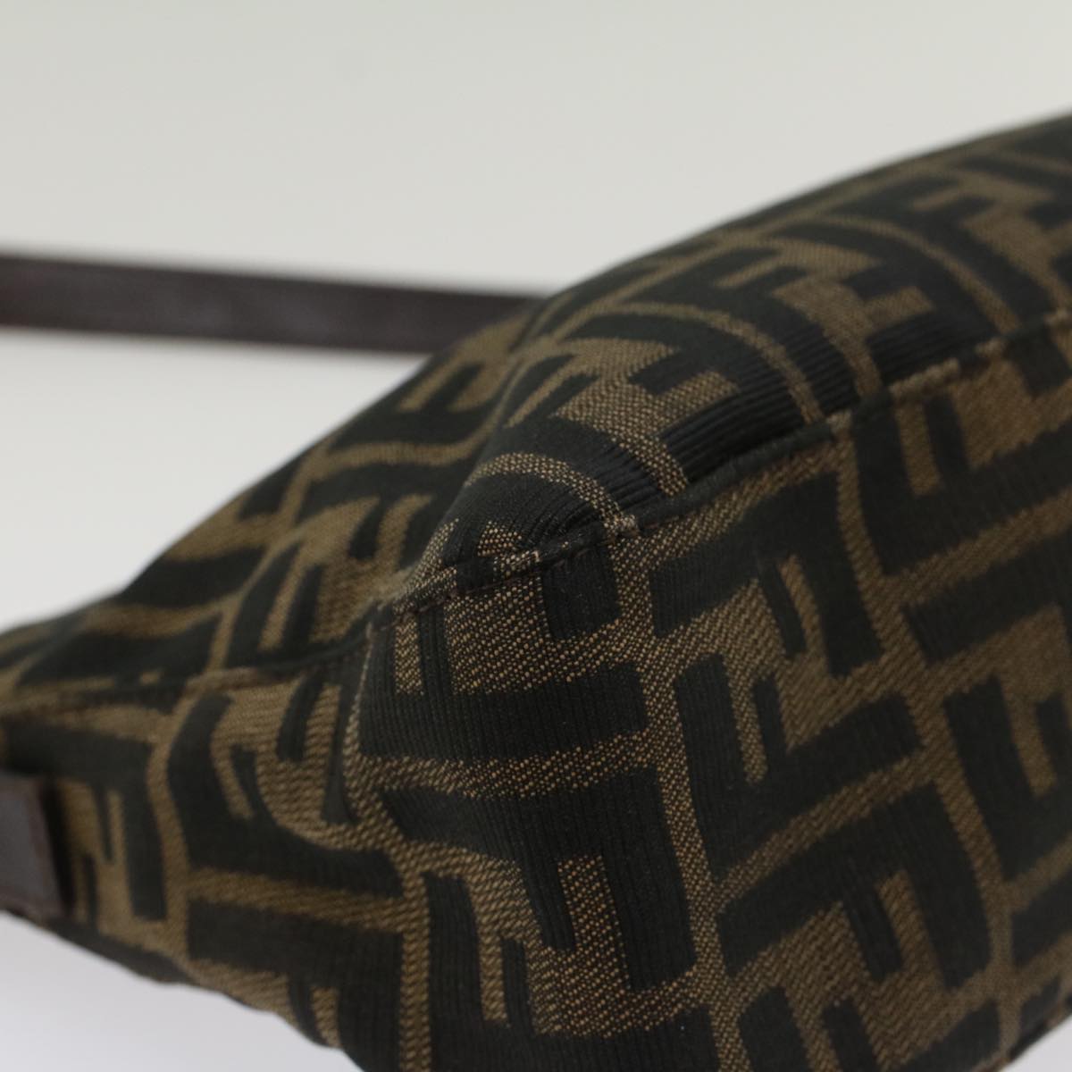 FENDI Zucca Canvas Mamma Baguette Shoulder Bag Black Brown 52008